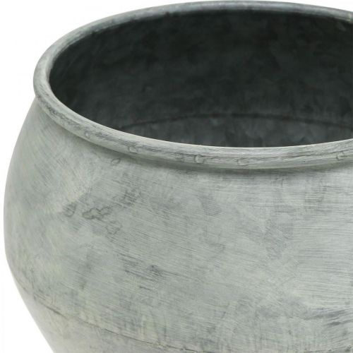 Itens Pote redondo de metal, vaso decorativo, tigela de prata, branco lavado, aparência antiga Ø25,5 / 18cm A17 / 13cm, conjunto de 2