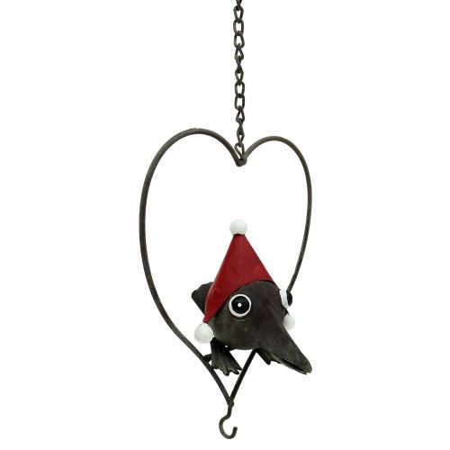 Floristik24 Bird in the heart decoração cabide metal cinza 48cm