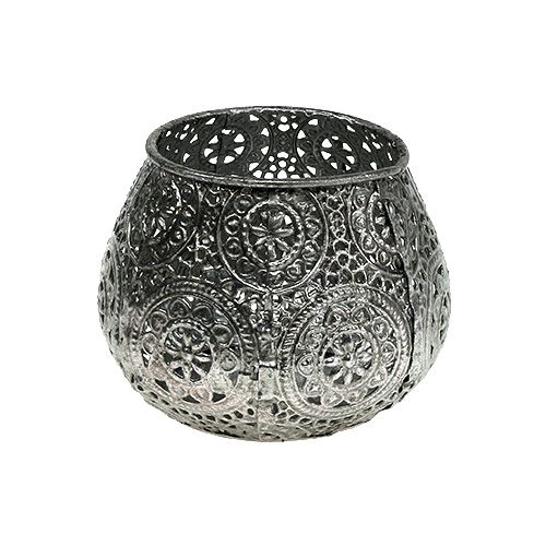 Floristik24 Lanterna de metal prata oriental Ø10cm Alt 7,5cm 1p