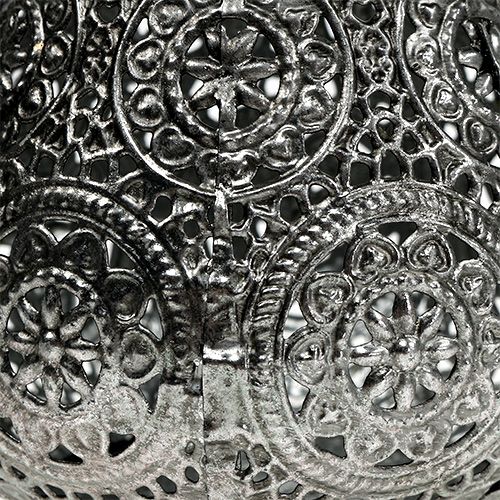 Floristik24 Lanterna de metal prata oriental Ø10cm Alt 7,5cm 1p