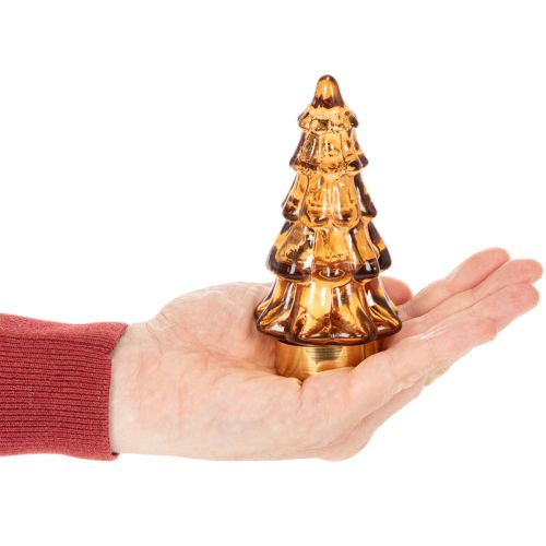 Árvore de Natal de vidro com luzes LED para decoração de interiores, funciona a pilhas, 13 cm, 2 peças. | Floristik24.pt