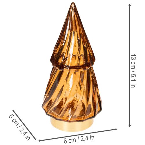 Árvore de Natal de vidro com luzes LED para decoração de interiores, funciona a pilhas, 13 cm, 2 peças. | Floristik24.pt