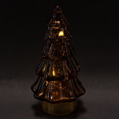 Árvore de Natal de vidro com luzes LED para decoração de interiores, funciona a pilhas, 13 cm, 2 peças. | Floristik24.pt