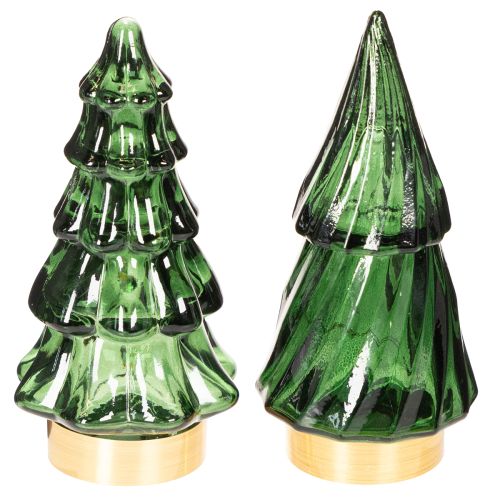 Árvore de Natal de vidro com luzes LED, decoração de mesa, Natal, 13 cm, 2 peças comprar | Floristik24.pt