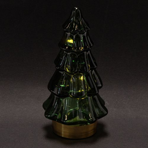 Árvore de Natal de vidro com luzes LED, decoração de mesa, Natal, 13 cm, 2 peças | Floristik24.pt