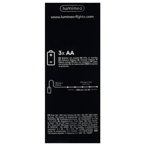 Itens Corrente de luz Micro LED com fio para ambientes internos, branco quente, 390 cm