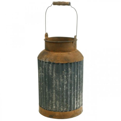 Jarro de leite Deco look vintage plantador de metal decoração de jardim Alt.35cm
