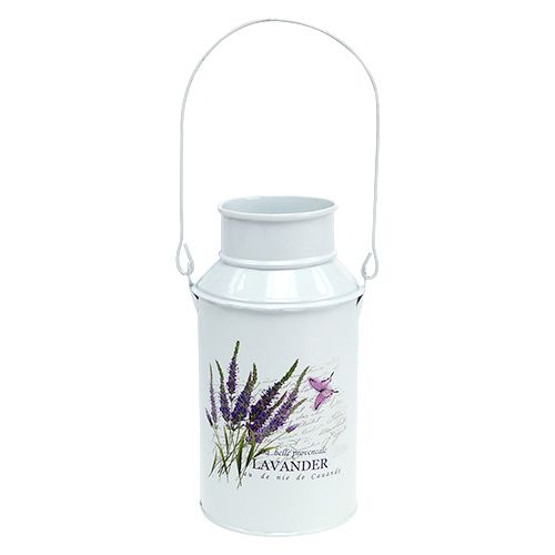 Floristik24 Jarro de leite branco com motivo lavanda Ø6,8cm A18,5cm