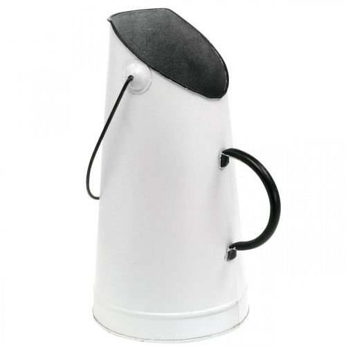 Floristik24 Jarro de metal Deco, jarro de leite branco, preto H30cm