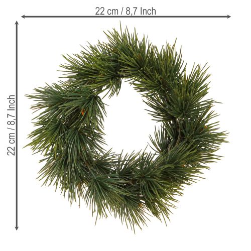Floristik24 Mini coroa de advento artificial como agulhas de pinheiro reais Ø22cm