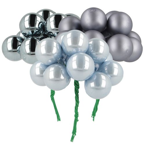 Mini bolas de Natal de vidro espelhado com bagas em tons de azul 25mm 140 peças