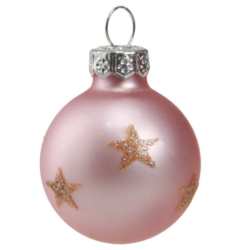 Floristik24 Mini bolas de árvore de Natal vidro rosa baga dourada Ø3cm 9 unid.
