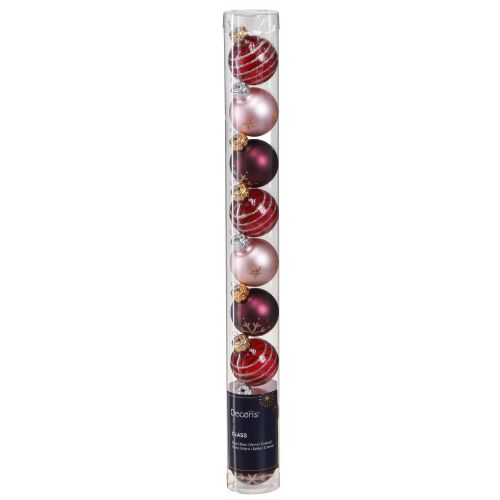 Floristik24 Mini bolas de árvore de Natal vidro rosa baga dourada Ø3cm 9 unid.