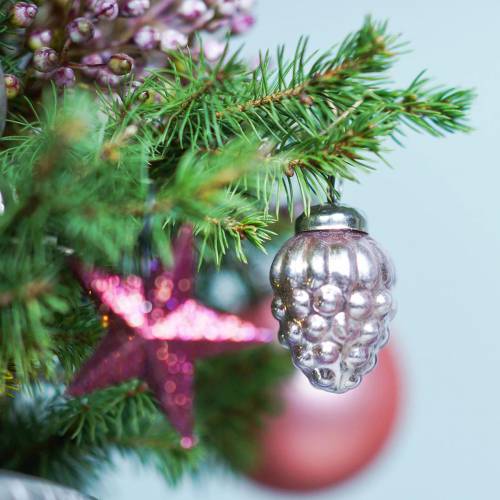 Itens Mini decorações para árvores de Natal misturam 4,5 cm de prata e rosa 10 unidades