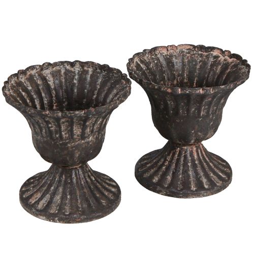Mini copo decorativo vintage metal ferrugem preta Ø8cm Alt.8,5cm 2 unidades