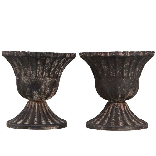 Itens Mini copo decorativo vintage metal ferrugem preta Ø8cm Alt.8,5cm 2 unidades
