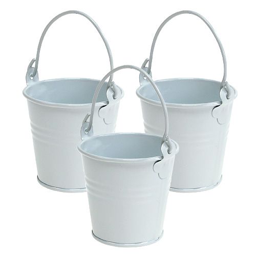 Floristik24 Mini balde branco Ø6cm H6cm 12p