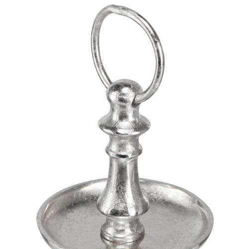 Floristik24 Mini suporte para bolo decoração de metal prata decoração de mesa de 2 camadas Alt.22cm