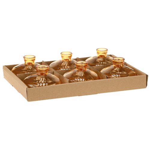 Itens Mini vasos de vidro bulbosos planos na cor laranja Ø9cm 6 peças
