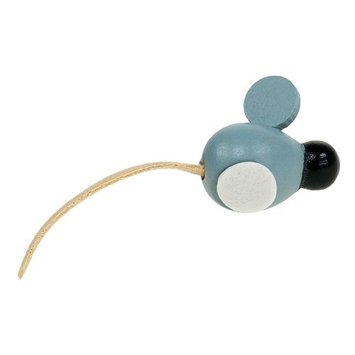 Floristik24 Mini mouse de madeira branco cinza 2cm 24p