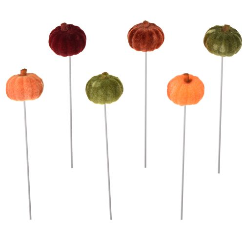 Mini decoração de abóbora no palito decoração de outono 6 cores Ø4cm 18 peças