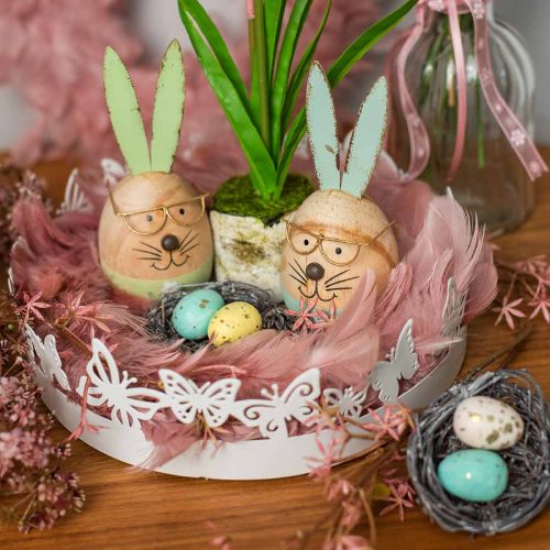 Floristik24 Mini cesta de páscoa com ovos pastel Decorações de páscoa coloridas Ø6cm 12 peças