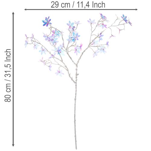 Ramo artificial florido com flores iridescentes, 80 cm | Floristik24.pt