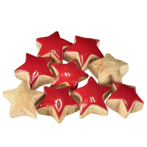 Itens Mini Estrelas Decoração de Madeira de Manga Vermelha Estrelas de Madeira Ø3cm 9 peças