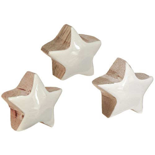 Mini Estrelas Brancas Madeira de Manga Estrelas de Madeira Decoração Ø3cm 9 peças