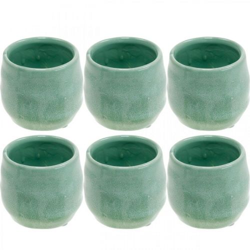 Floristik24 Mini cachepot, vaso de cerâmica, lanterna decorativa, padrão de onda de vaso de planta Ø8cm 6pcs