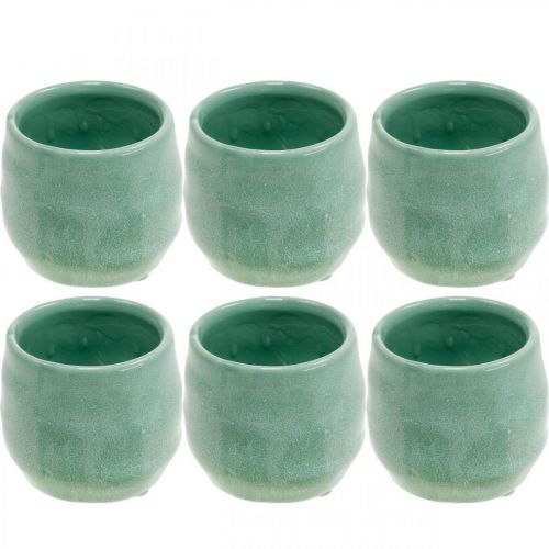 Floristik24 Mini cachepot, vaso de cerâmica, lanterna decorativa, padrão de onda de vaso de planta Ø8cm 6pcs