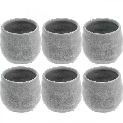 Floristik24 Cachepot de cerâmica, mini vaso de plantas, decoração de cerâmica, padrão de onda de lanterna Ø8cm 6pcs