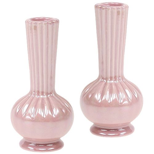 Floristik24 Mini vaso madrepérola rosa Ø5cm H10cm 6pcs
