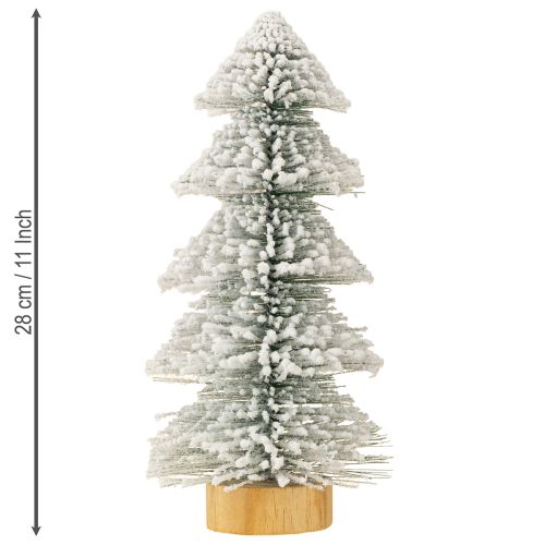 Floristik24 Mini árvore de Natal iluminada LED abeto com neve 28cm