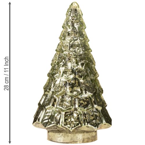 Itens Mini árvore de Natal com iluminação LED verde ouro 28cm