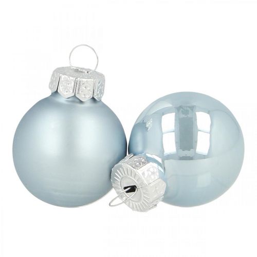 Floristik24 Mini bola de natal vidro azul brilhante/mate Ø2.5cm 24p