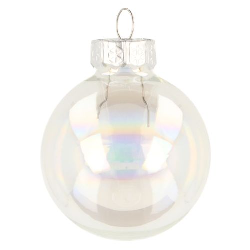 Mini bolas de Natal vidro iridescente transparente 4 cm 24 peças
