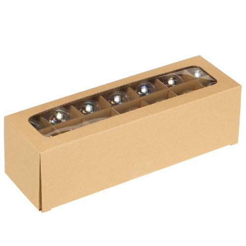 Itens Mini bolas de Natal vidro iridescente transparente 4 cm 24 peças