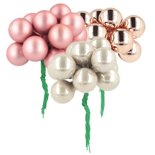 Mini bolas de Natal vidro espelho bagas rosa creme Ø20mm 140 peças