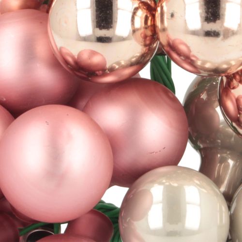 Itens Mini bolas de Natal vidro espelho bagas rosa creme Ø20mm 140 peças