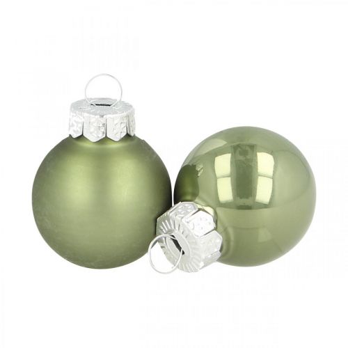 Floristik24 Mini bolas de Natal vidro verde brilhante/mate Ø2,5cm 24 un