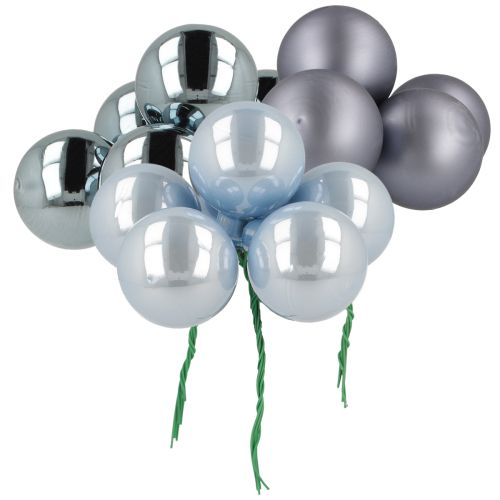 Itens Mini bolas de Natal vidro azul fosco metálico 40mm 32 peças