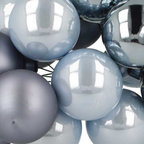 Itens Mini bolas de Natal vidro azul fosco metálico 40mm 32 peças