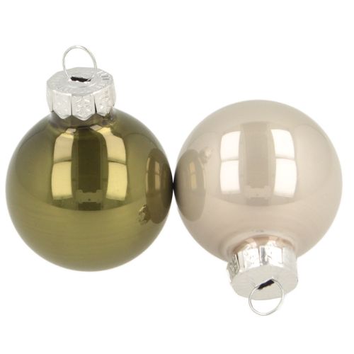 Mini bolas de Natal vidro verde prata cinza Ø3cm 22 unidades
