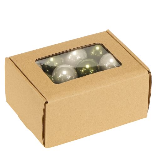 Itens Mini bolas de Natal vidro verde prata cinza Ø3cm 22 unidades