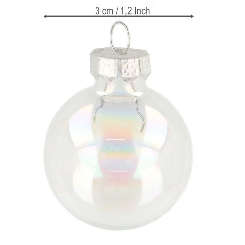 Itens Mini bolas de natal bolas de vidro iridescentes transparentes 3 cm 22 peças