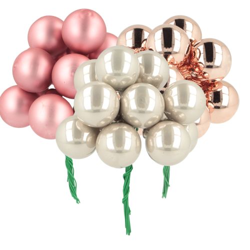 Mini bolas de Natal vidro rosa creme Ø25mm 140 peças
