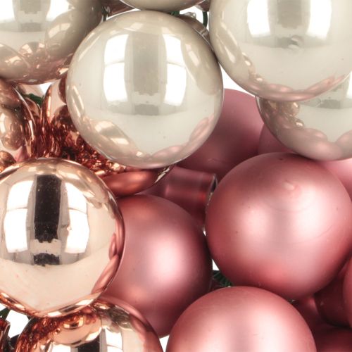 Itens Mini bolas de Natal vidro rosa creme Ø25mm 140 peças