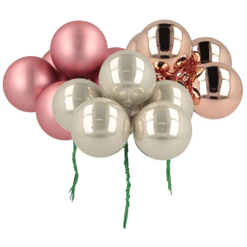 Floristik24 Mini bolas de Natal vidro rosa cinza fio Ø40mm 32 peças
