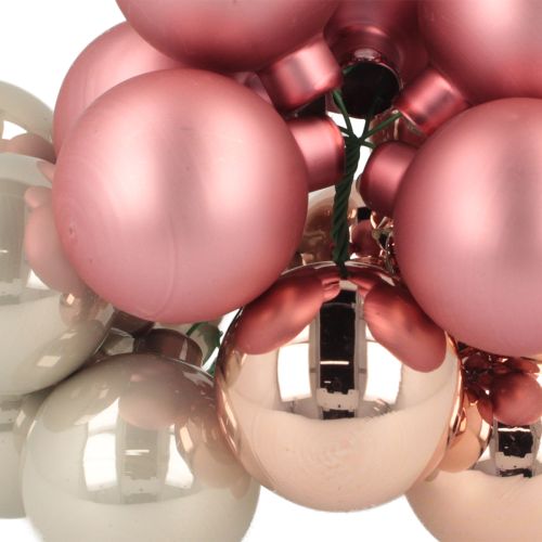 Itens Mini bolas de Natal vidro rosa cinza fio Ø40mm 32 peças